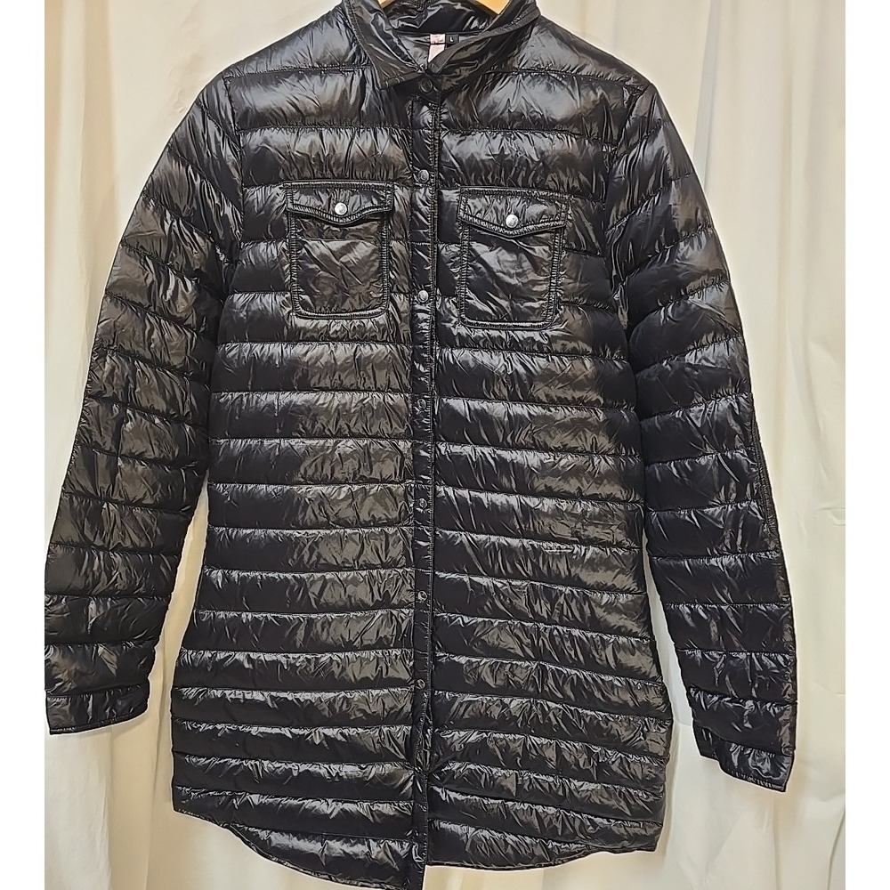 Cotes Of London The Eton Long Down‎ Shirt Lightweight Jacket  Snaps Black L - Picture 3 of 7